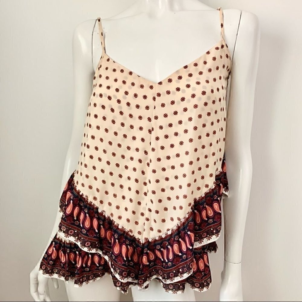Anthropologie Maeve Paisley Border Hem  Tank Top